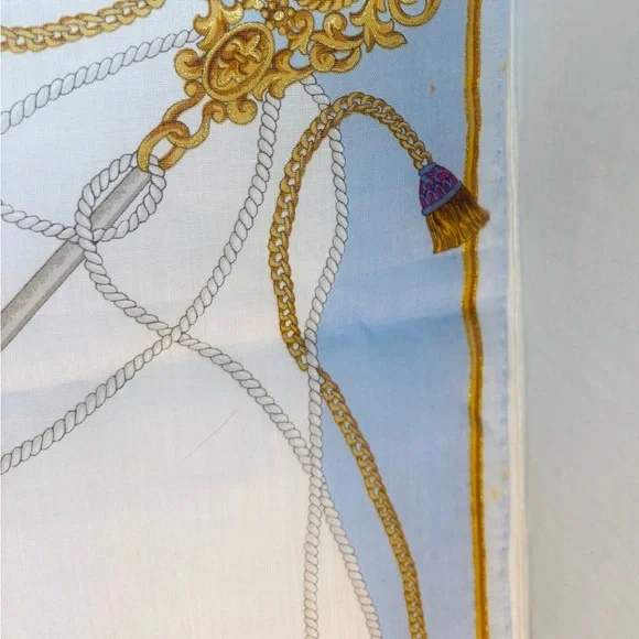 Authentic Celine Cotton Scarf/Handkerchief, Carriage Print - Picture 5 of 6